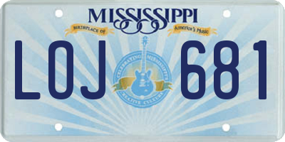 MS license plate LOJ681