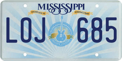 MS license plate LOJ685