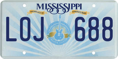 MS license plate LOJ688