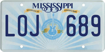 MS license plate LOJ689