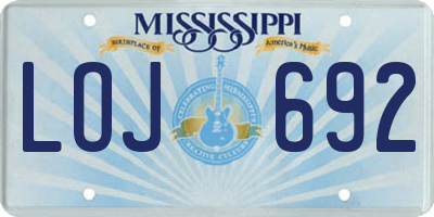 MS license plate LOJ692