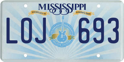 MS license plate LOJ693
