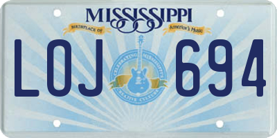 MS license plate LOJ694