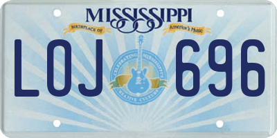MS license plate LOJ696