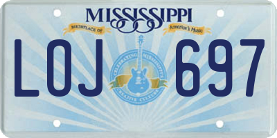 MS license plate LOJ697