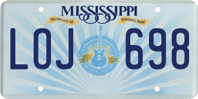 MS license plate LOJ698