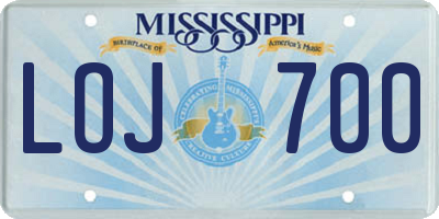 MS license plate LOJ700