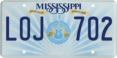 MS license plate LOJ702