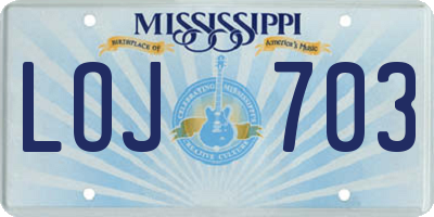 MS license plate LOJ703