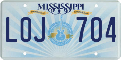 MS license plate LOJ704