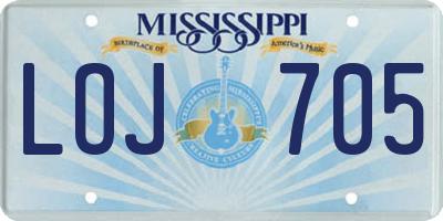 MS license plate LOJ705