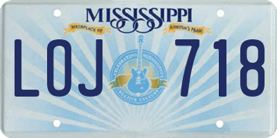 MS license plate LOJ718