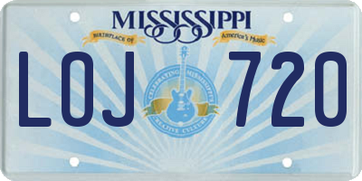 MS license plate LOJ720