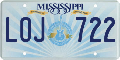 MS license plate LOJ722
