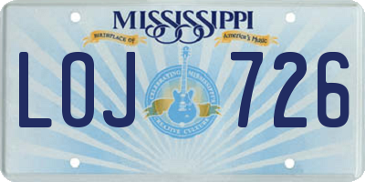 MS license plate LOJ726