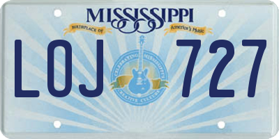 MS license plate LOJ727