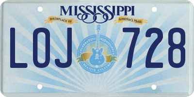 MS license plate LOJ728