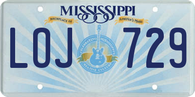 MS license plate LOJ729