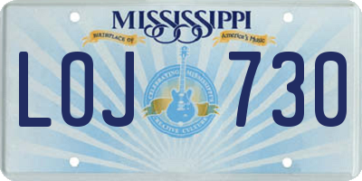 MS license plate LOJ730