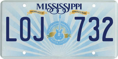 MS license plate LOJ732