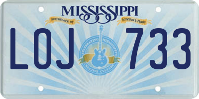 MS license plate LOJ733
