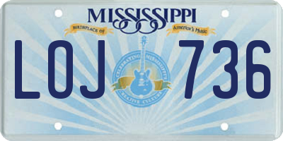 MS license plate LOJ736
