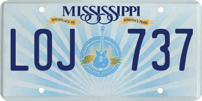 MS license plate LOJ737