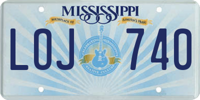 MS license plate LOJ740