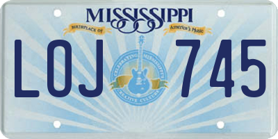 MS license plate LOJ745