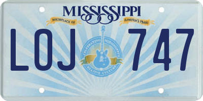 MS license plate LOJ747