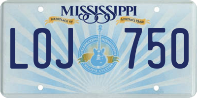 MS license plate LOJ750