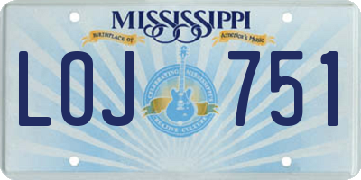 MS license plate LOJ751