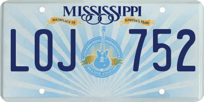 MS license plate LOJ752