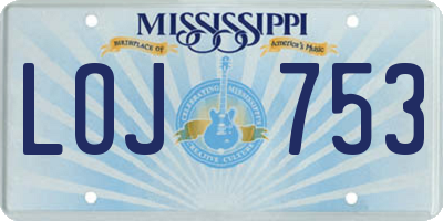 MS license plate LOJ753