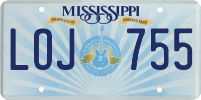 MS license plate LOJ755