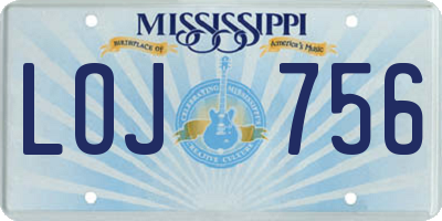 MS license plate LOJ756