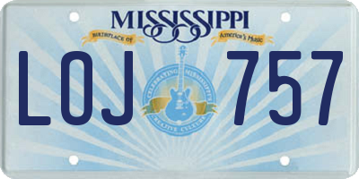MS license plate LOJ757