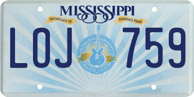 MS license plate LOJ759