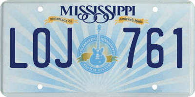 MS license plate LOJ761