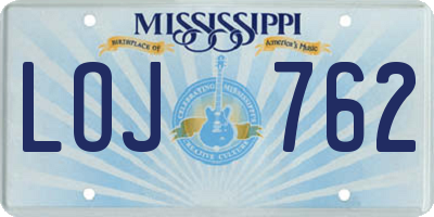 MS license plate LOJ762