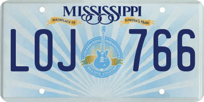 MS license plate LOJ766