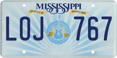 MS license plate LOJ767