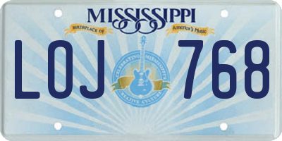 MS license plate LOJ768