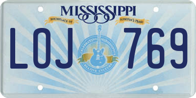 MS license plate LOJ769
