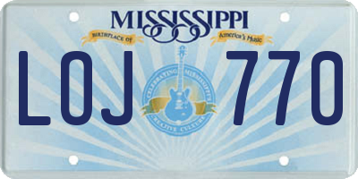 MS license plate LOJ770