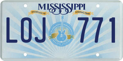 MS license plate LOJ771