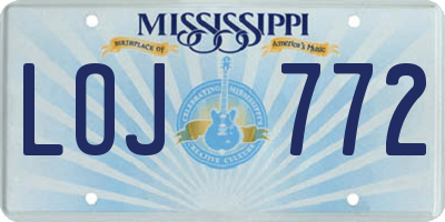 MS license plate LOJ772