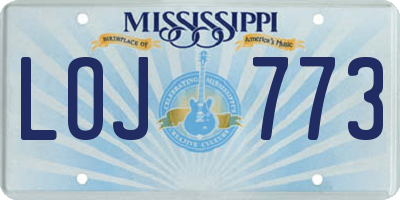 MS license plate LOJ773