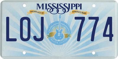 MS license plate LOJ774