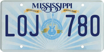 MS license plate LOJ780